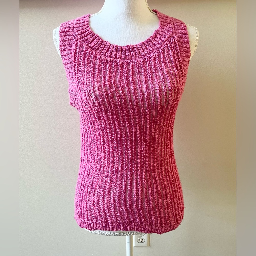 Blu Pepper Pink Sleeveless Knit Sweater Tank Coquette Cottagecore Soft Y2K Top